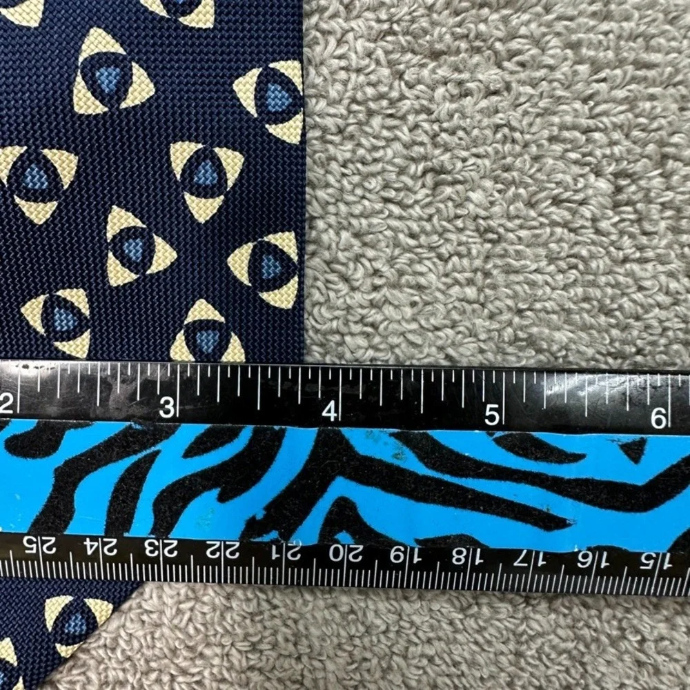 NWT Polo Ralph Lauren Silk Tie Navy Blue Geometric Eye Pattern Vintage USA Made